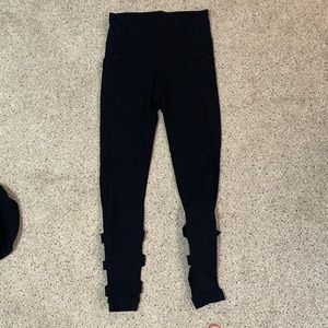 Athleta black leggings with calf details